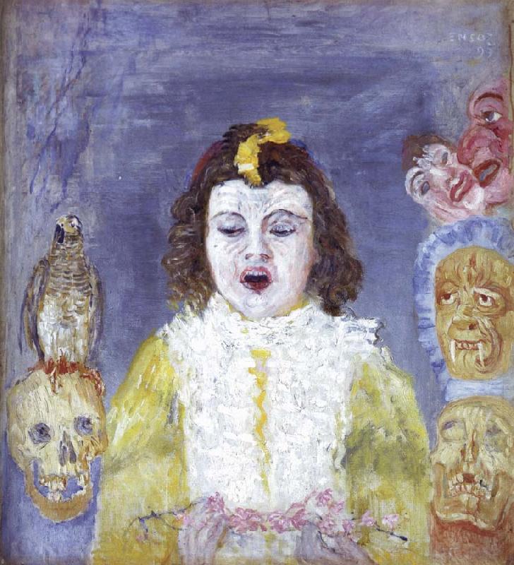 James Ensor The Girl with Masks Norge oil painting art